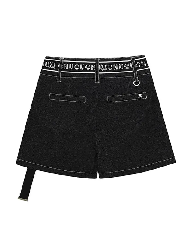CHUCUCHU  Belted Short Pants - Black