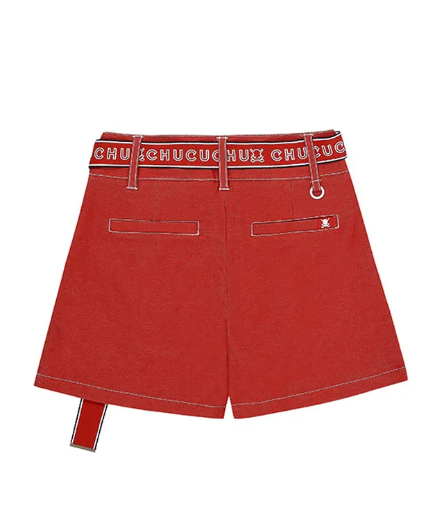CHUCUCHU  Belted Short Pants - Red