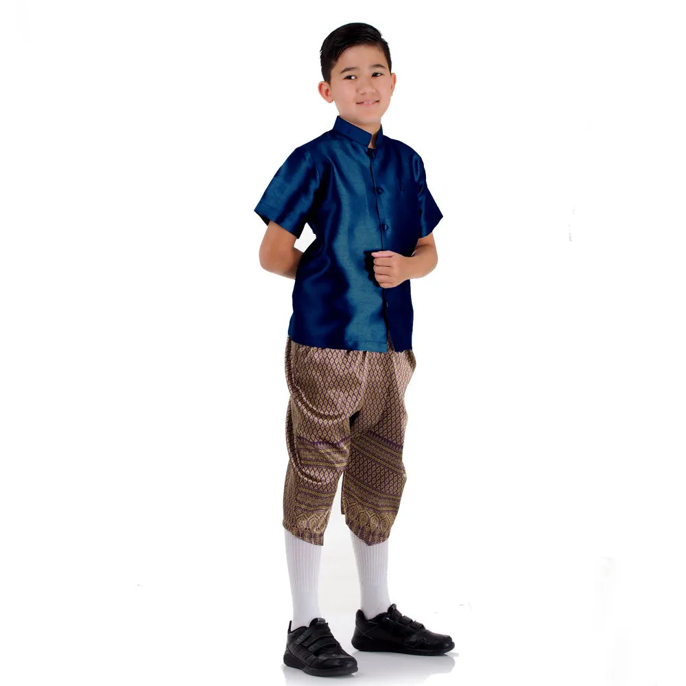 Classic Thai Boys Outfit with Blue Shirt