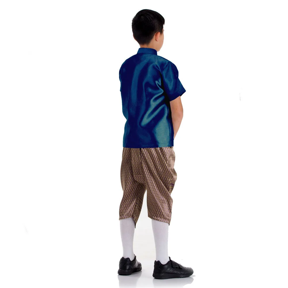 Classic Thai Boys Outfit with Blue Shirt