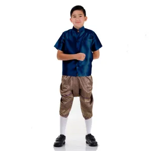 Classic Thai Boys Outfit with Blue Shirt