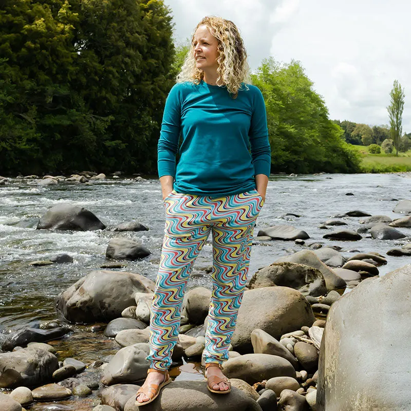 Coddi & Womple Rainbow River Adult Soft Pants - Vintage Surf Swirl