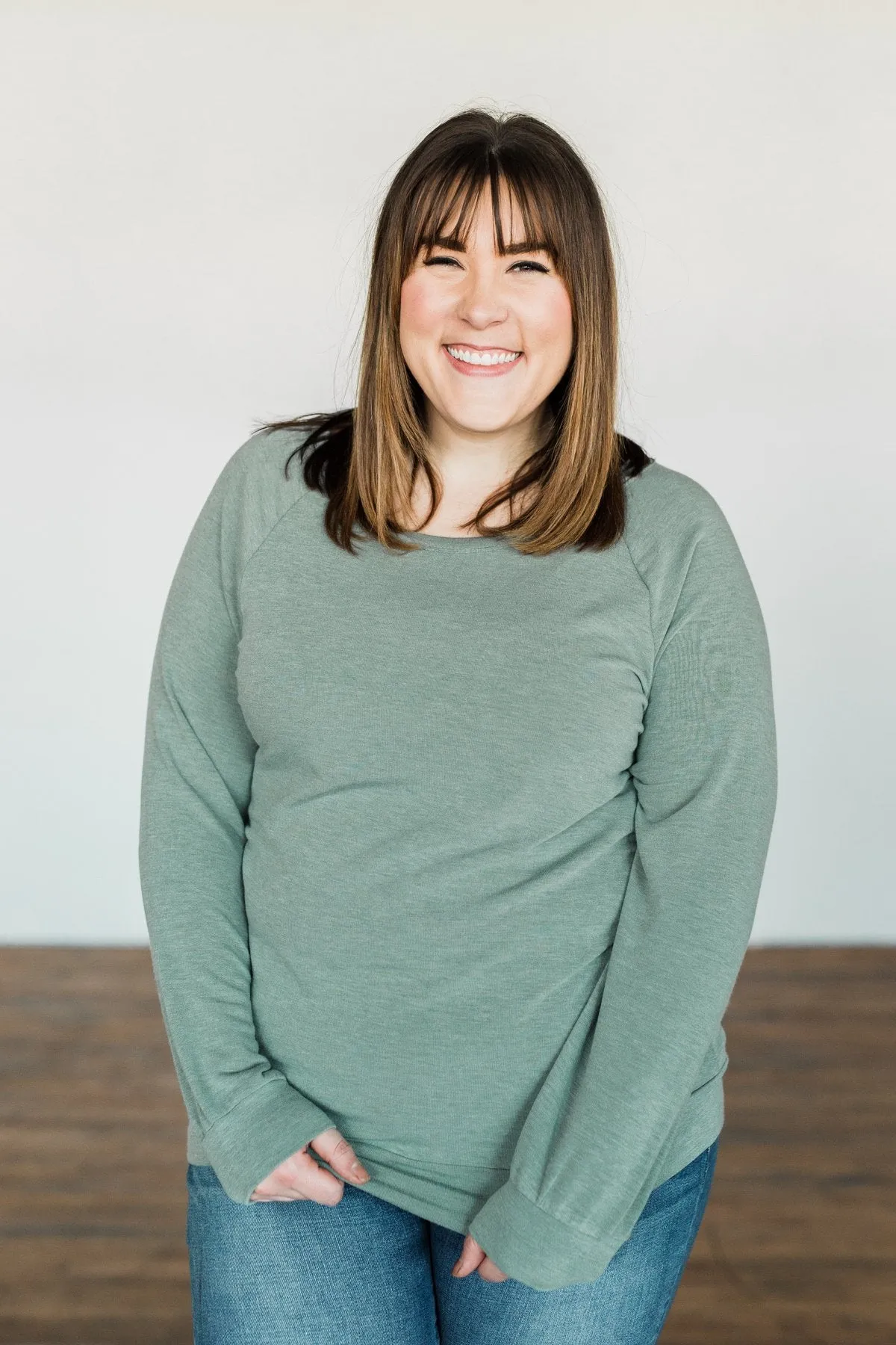Come Along With Me Pullover Top- Sage