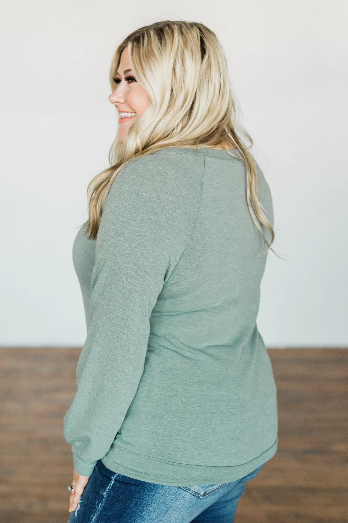 Come Along With Me Pullover Top- Sage