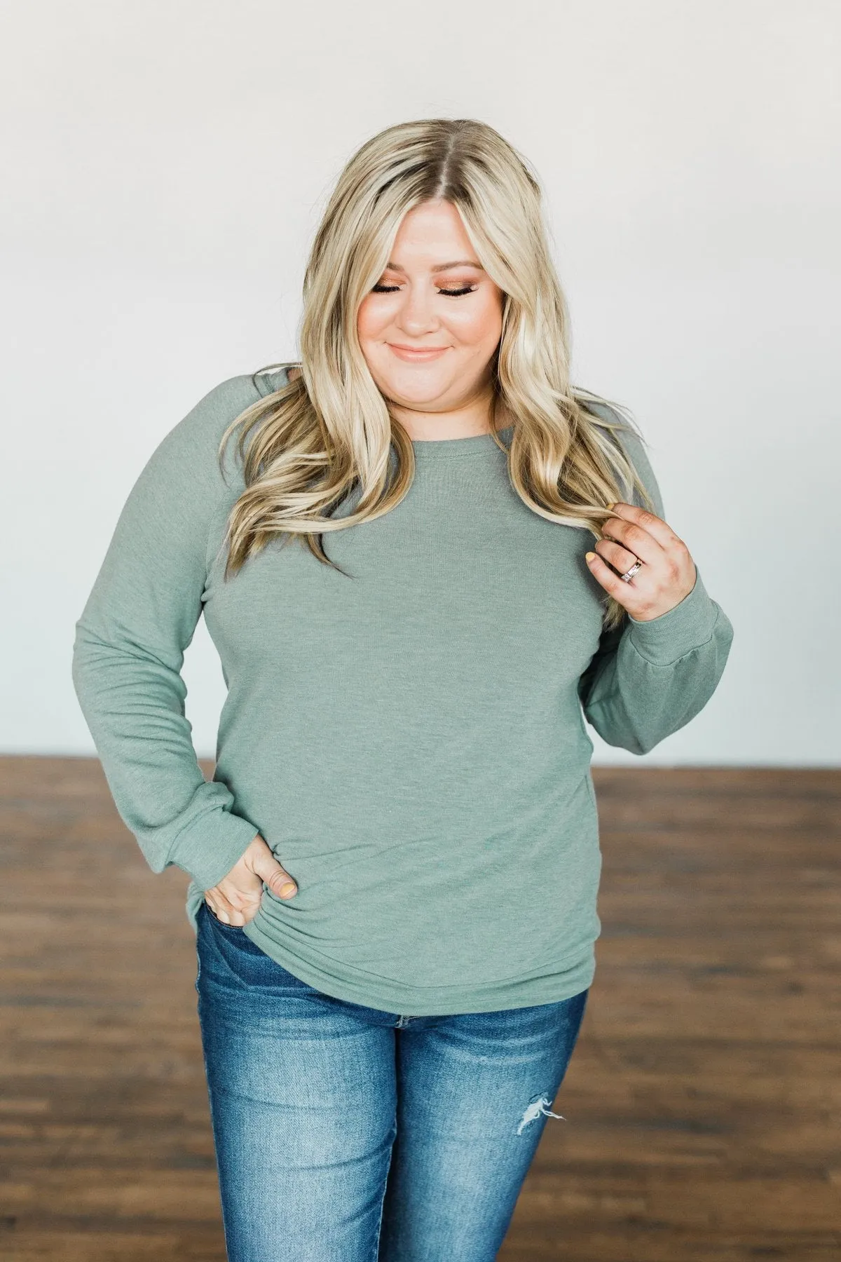 Come Along With Me Pullover Top- Sage