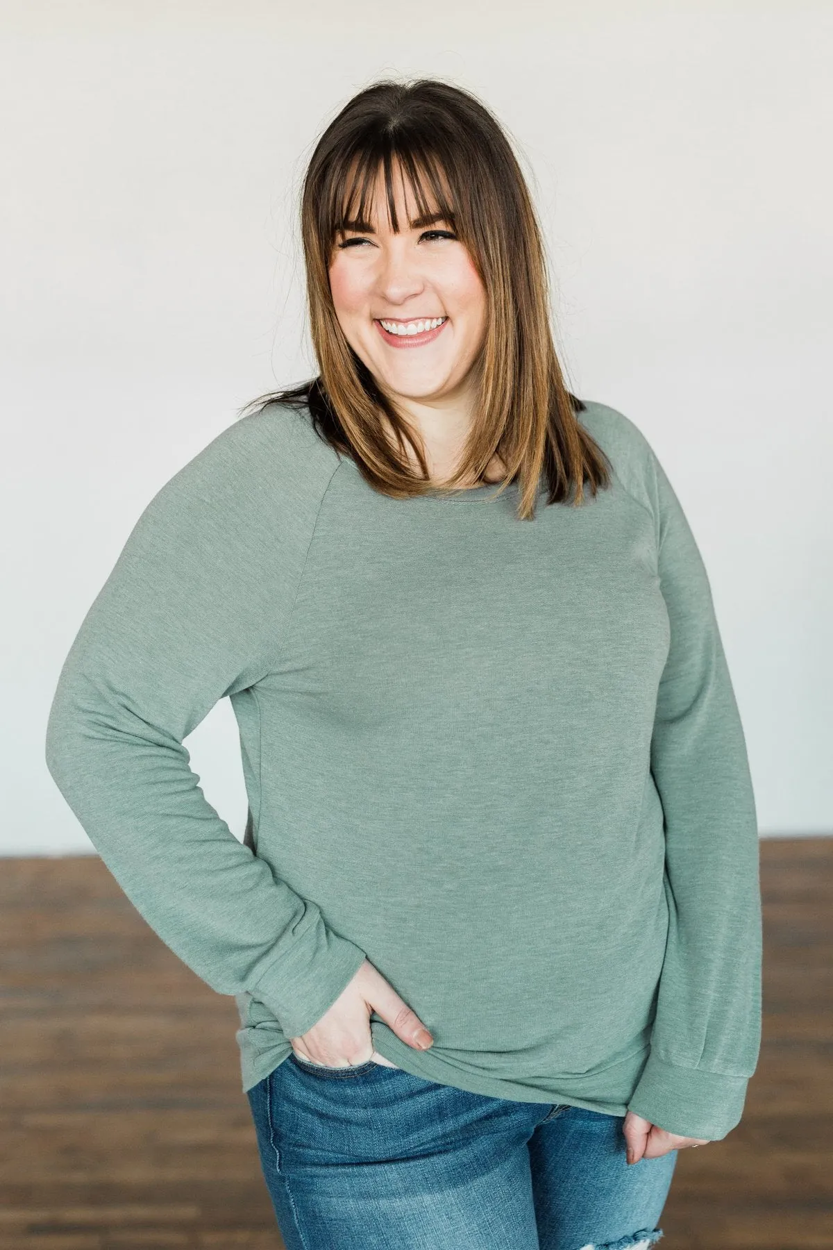 Come Along With Me Pullover Top- Sage