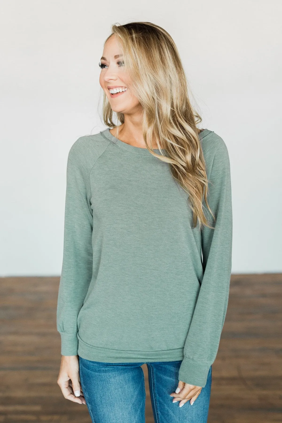Come Along With Me Pullover Top- Sage