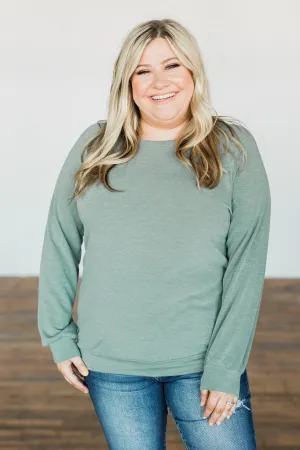 Come Along With Me Pullover Top- Sage
