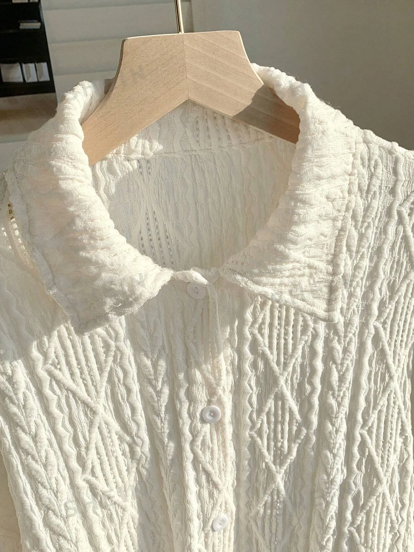 Comfortcana Women's White Knit Cropped Long Sleeve Blouse