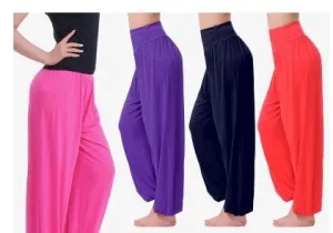 Cotton High Waist Stretch Women Harem Pants S port Pants Flare Pant Dance Club Boho Wide Leg Loose Long Trousers Bloomers Pants