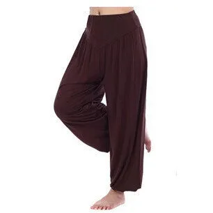 Cotton High Waist Stretch Women Harem Pants S port Pants Flare Pant Dance Club Boho Wide Leg Loose Long Trousers Bloomers Pants