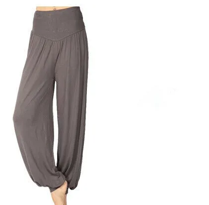 Cotton High Waist Stretch Women Harem Pants S port Pants Flare Pant Dance Club Boho Wide Leg Loose Long Trousers Bloomers Pants
