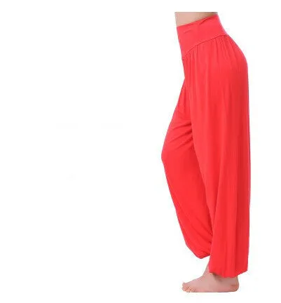 Cotton High Waist Stretch Women Harem Pants S port Pants Flare Pant Dance Club Boho Wide Leg Loose Long Trousers Bloomers Pants