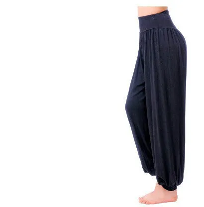 Cotton High Waist Stretch Women Harem Pants S port Pants Flare Pant Dance Club Boho Wide Leg Loose Long Trousers Bloomers Pants