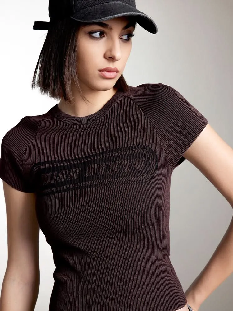 Cropped Fit Jacquard Knit Top