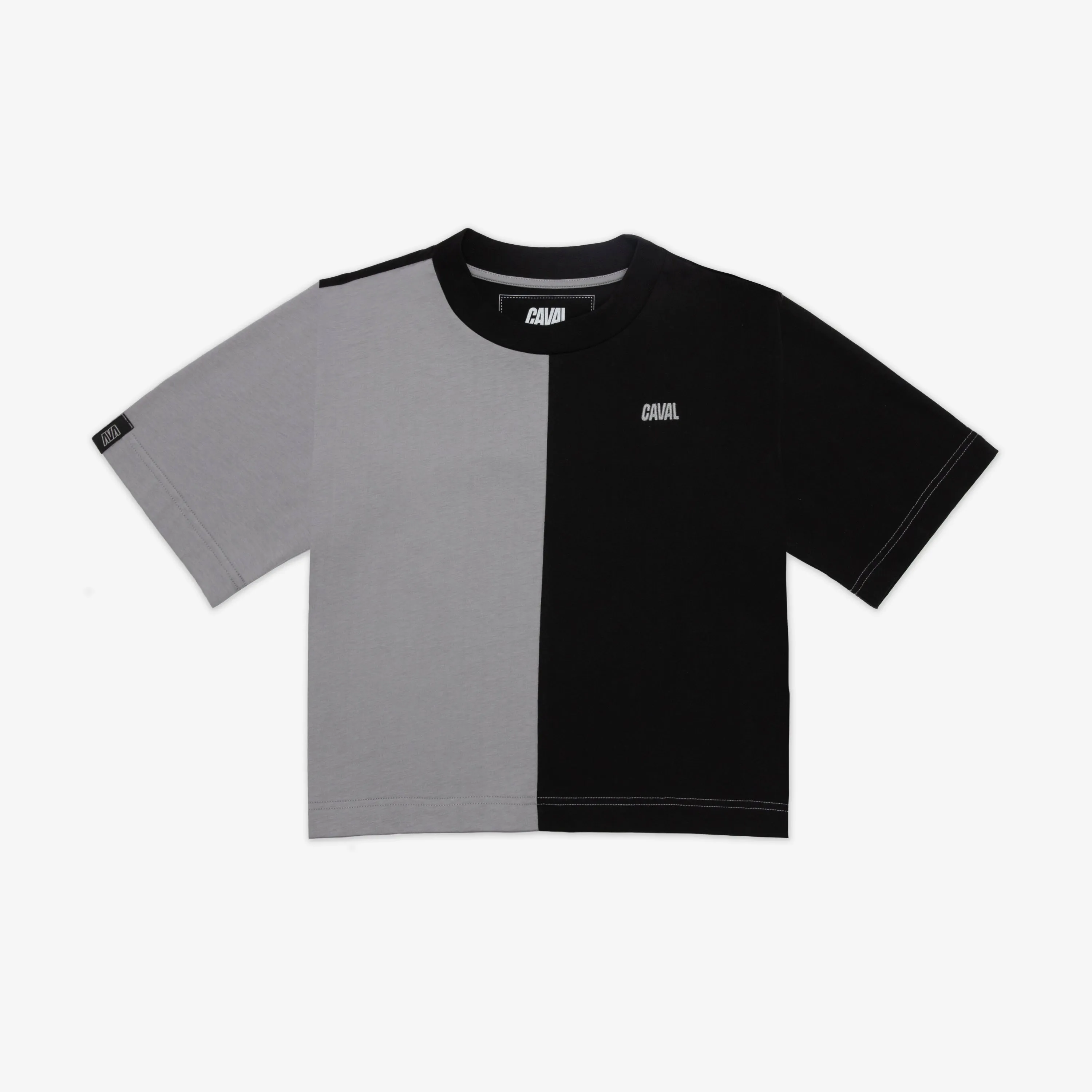 Cropped Split T-Shirt Grey