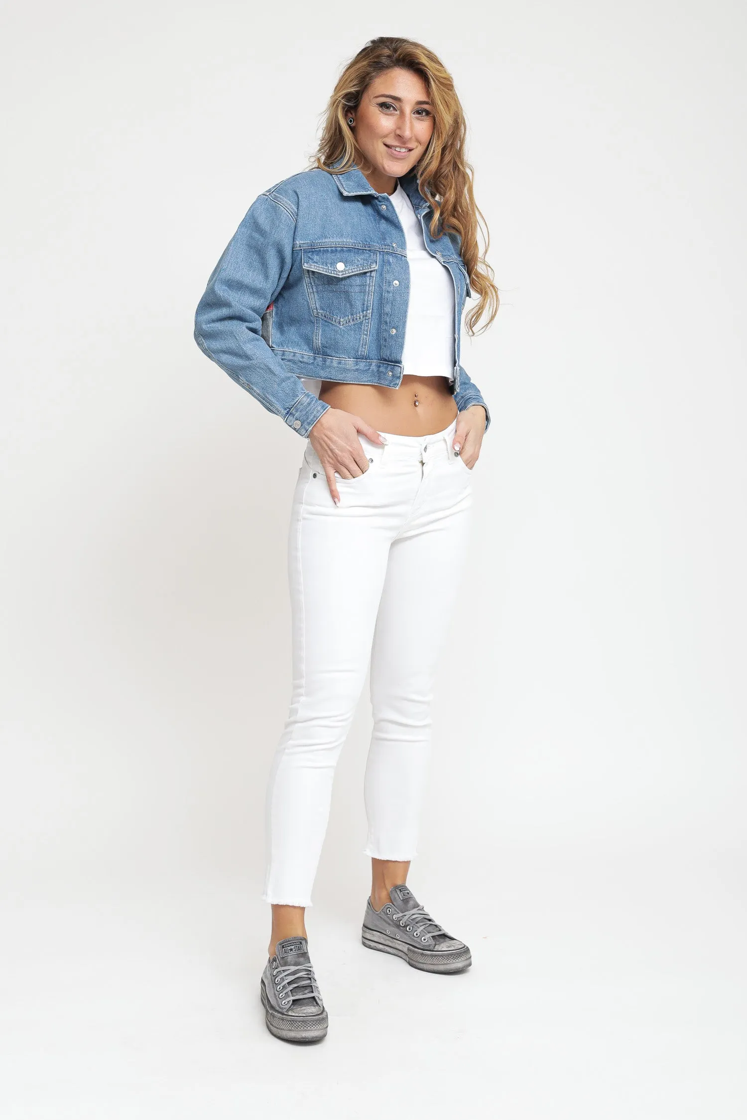Cropped Trucker Jacket - Denim Medium