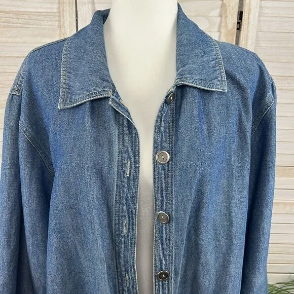 Crossroads Vintage Embroidered Denim Blazer Jacket Medium