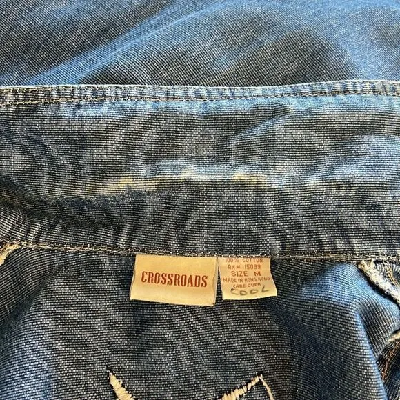 Crossroads Vintage Embroidered Denim Blazer Jacket Medium
