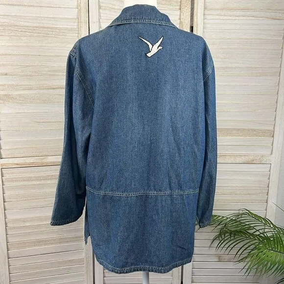 Crossroads Vintage Embroidered Denim Blazer Jacket Medium