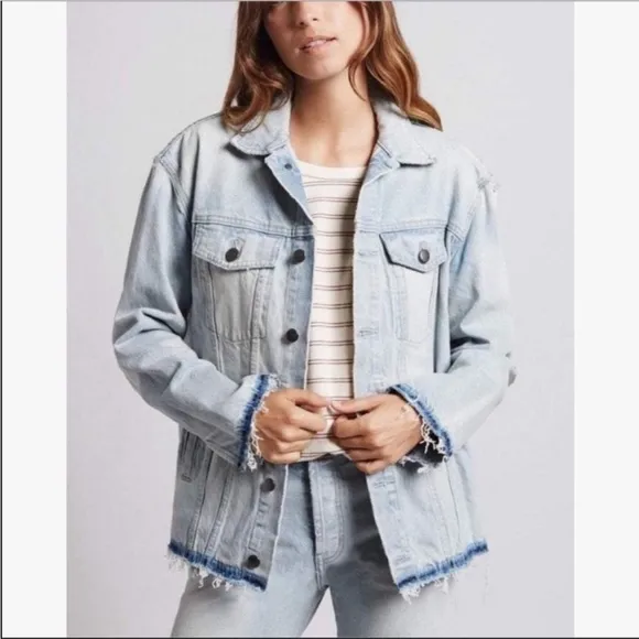 Current/Elliott Vintage Boyfriend Trucker Denim jacket Eureka Repair size 1