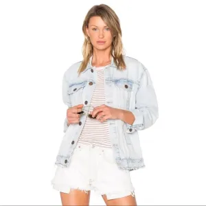 Current/Elliott Vintage Boyfriend Trucker Denim jacket Eureka Repair size 1