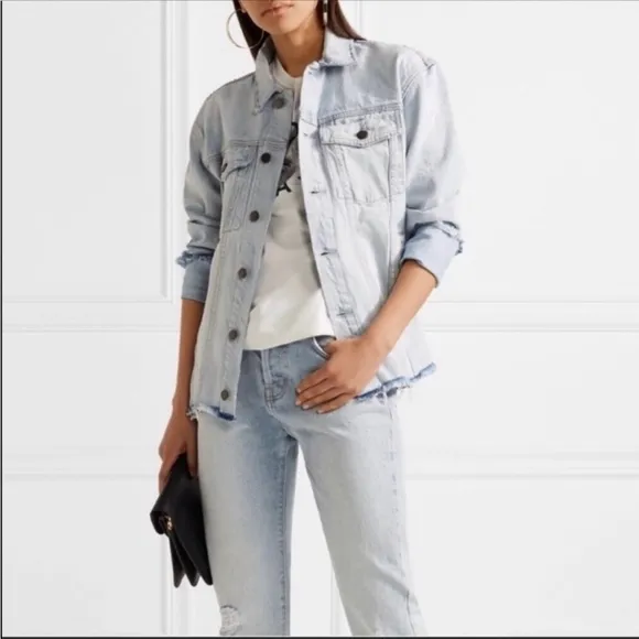 Current/Elliott Vintage Boyfriend Trucker Denim jacket Eureka Repair size 1