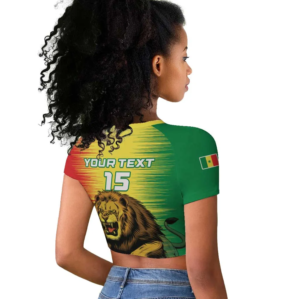 Custom Afro Senegal Football Raglan Cropped T shirt Lions of Teranga - Flag Style LT15