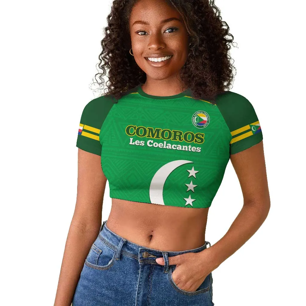 Custom Comoros Football Raglan Cropped T shirt Allez Les Coelacantes LT14