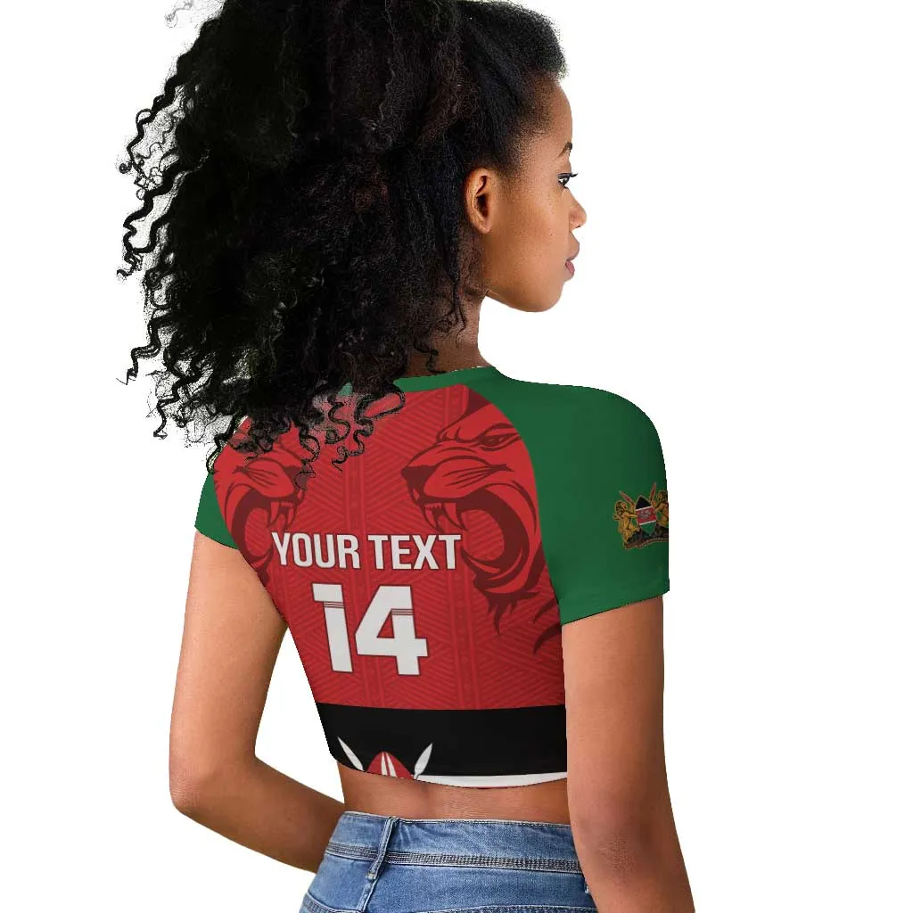Custom Kenya Football Raglan Cropped T shirt Go Harambee Stars African Pattern LT14