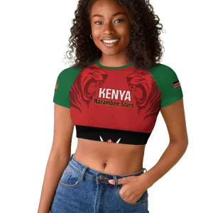 Custom Kenya Football Raglan Cropped T shirt Go Harambee Stars African Pattern LT14