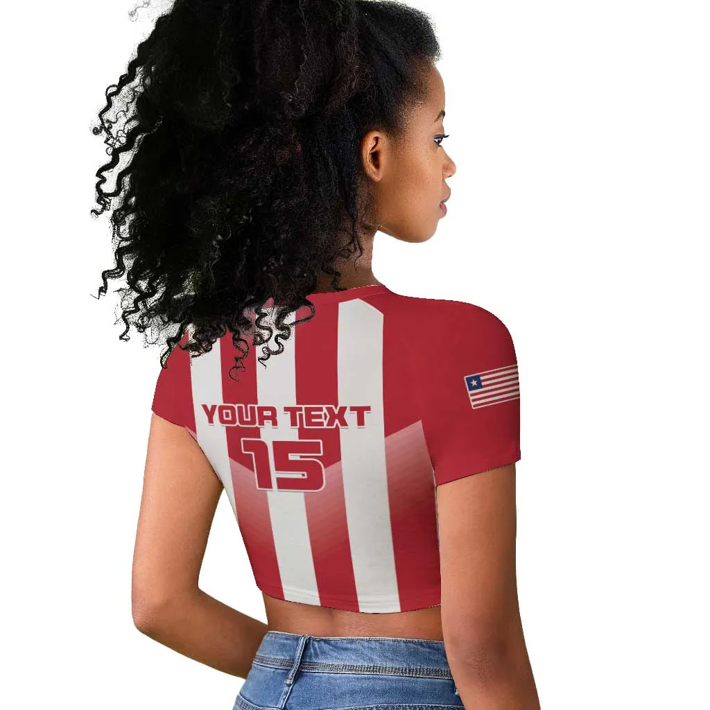 Custom Liberia Football Raglan Cropped T shirt The Lone Stars Sporty Style LT15