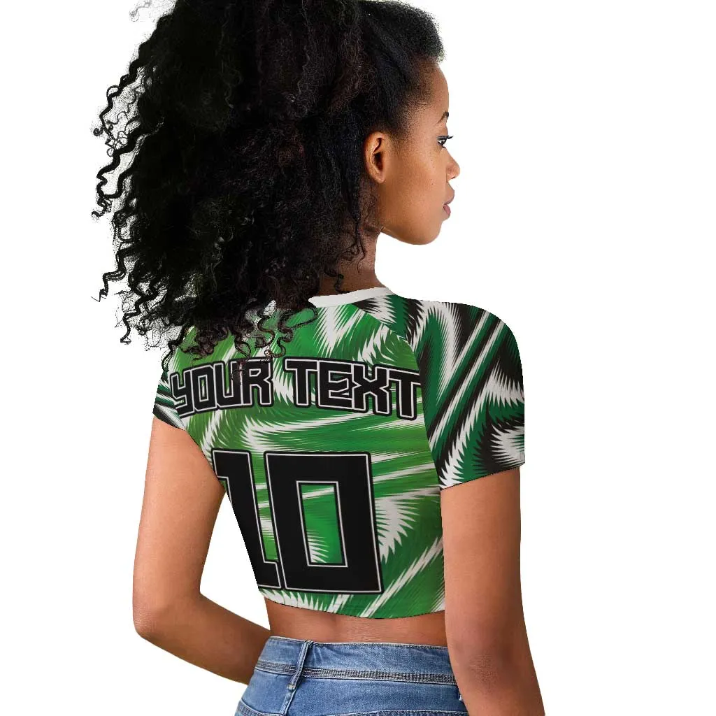Custom Nigeria Football Raglan Cropped T shirt Sporty Super Eagles LT03