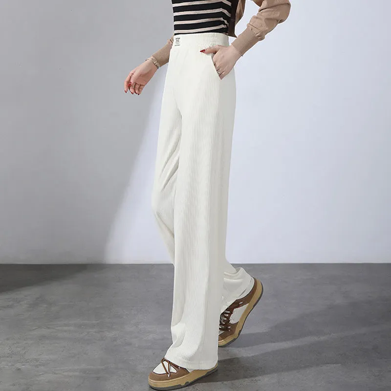 Damen-Sommerhose mit hoher Taille, drapierter Eisseide und weitem Bein