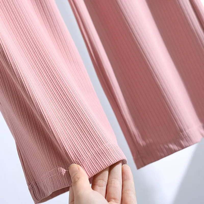 Damen-Sommerhose mit hoher Taille, drapierter Eisseide und weitem Bein