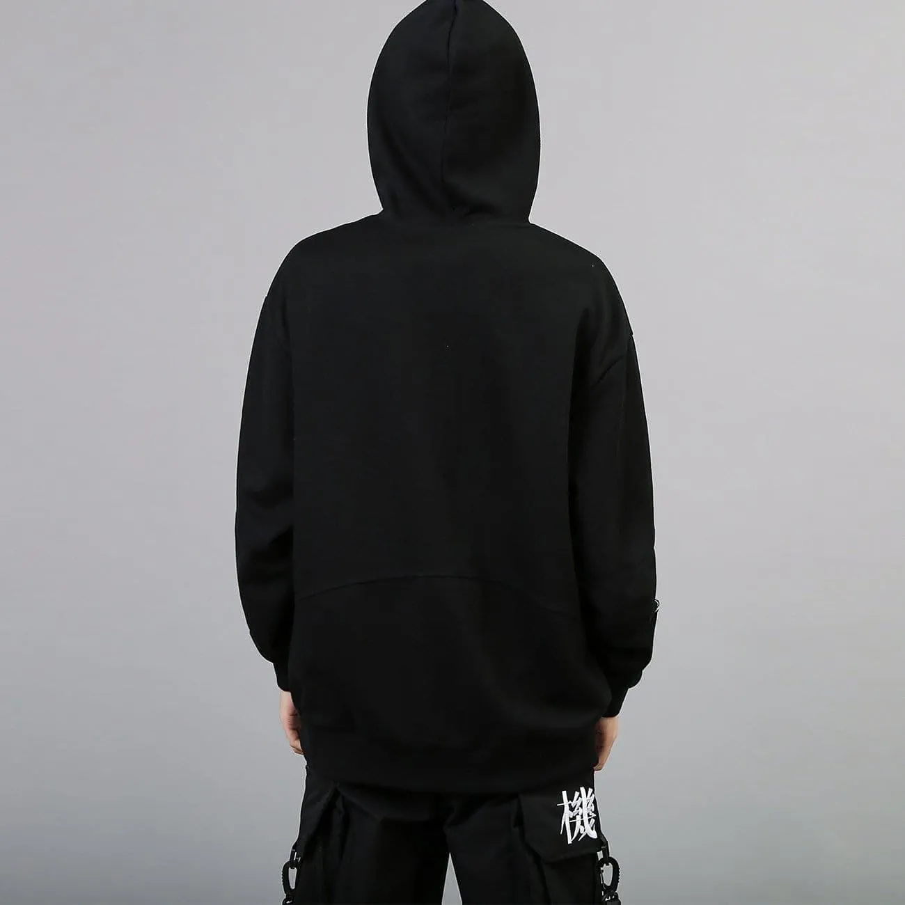 Dark Patchwork Pockets Hoodies