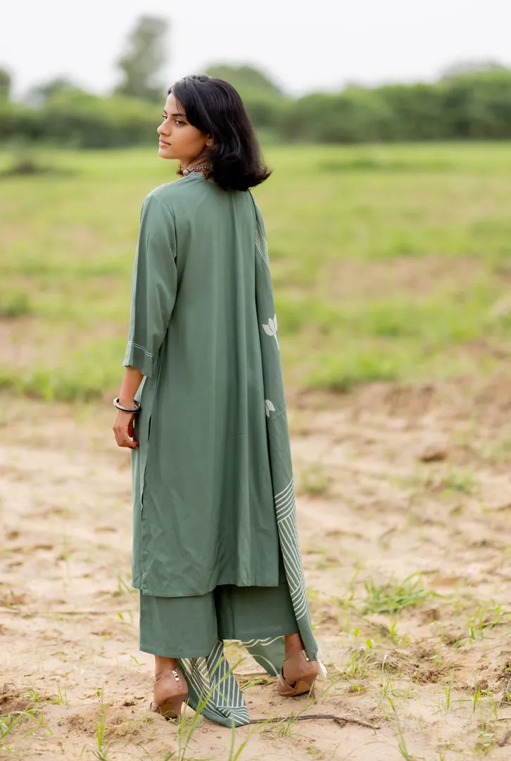 Deep Sage Kurta set with Dupatta
