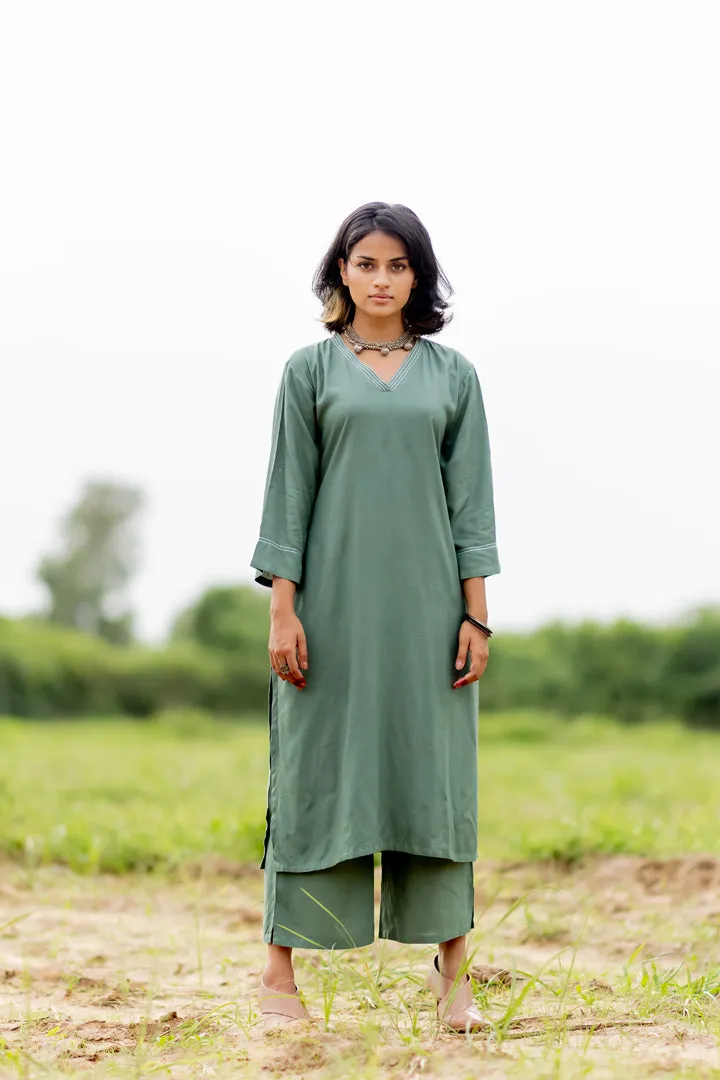 Deep Sage Kurta set with Dupatta