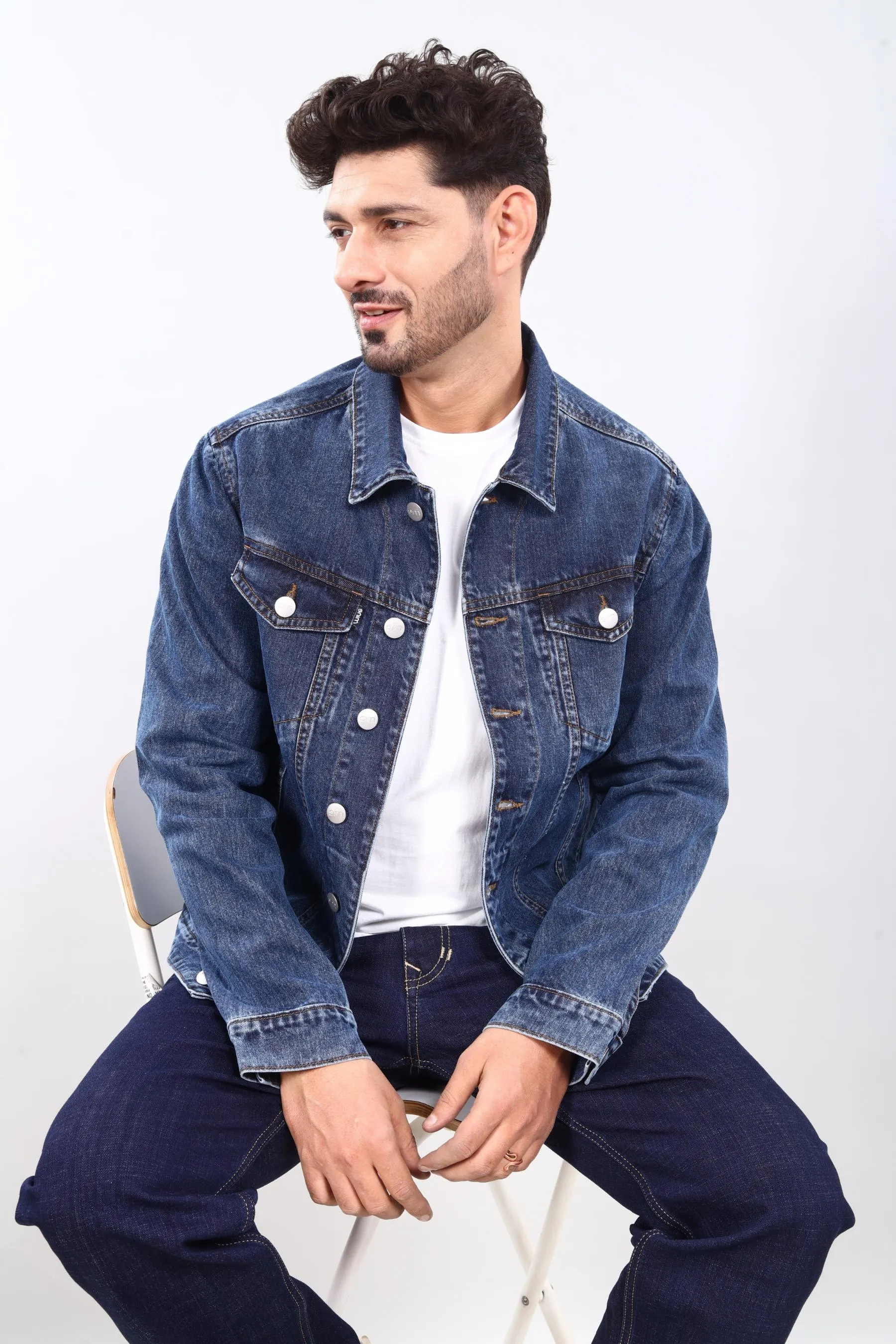Deep Space Blue Denim Trucker Jacket