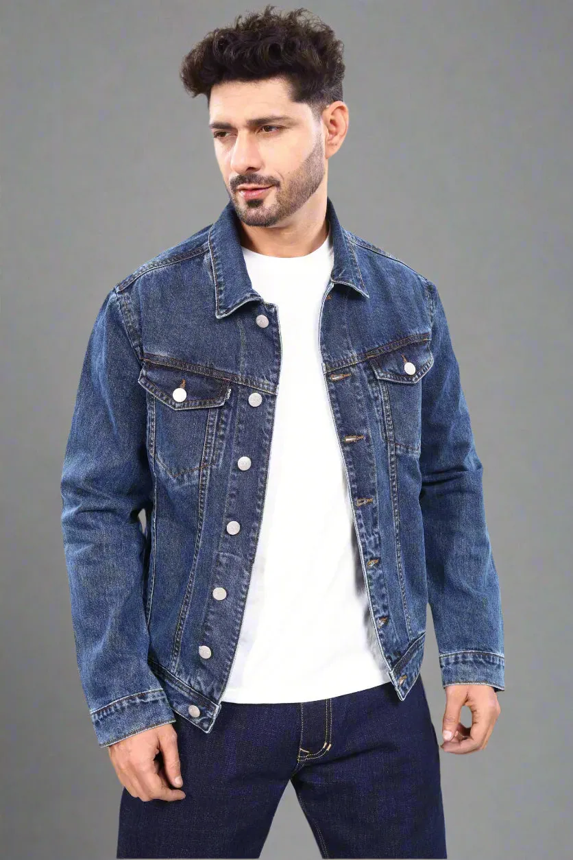 Deep Space Blue Denim Trucker Jacket