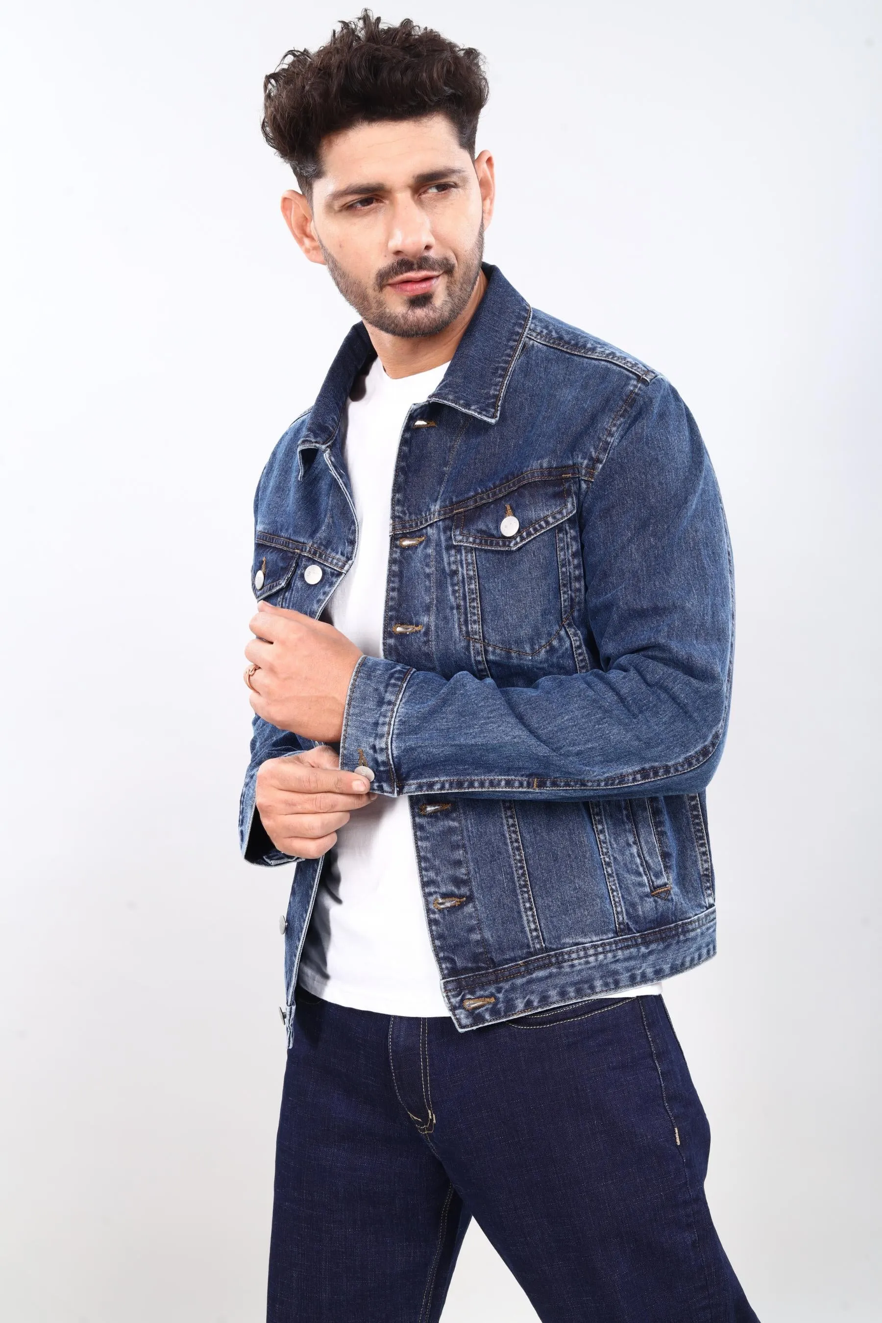 Deep Space Blue Denim Trucker Jacket