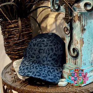 Denim Leopard Cap