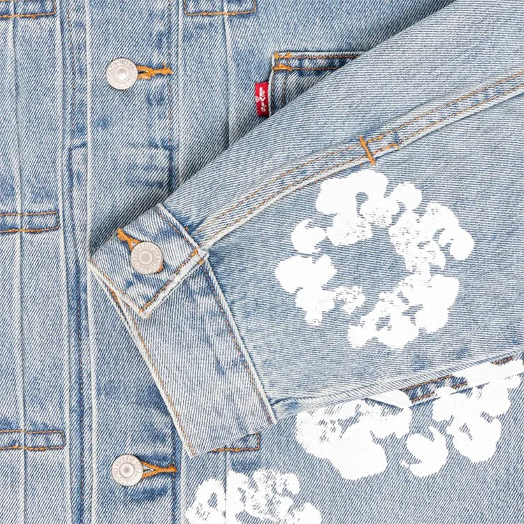 Denim Tears Type-2 All Over Wreath Trucker Jacket Light Wash