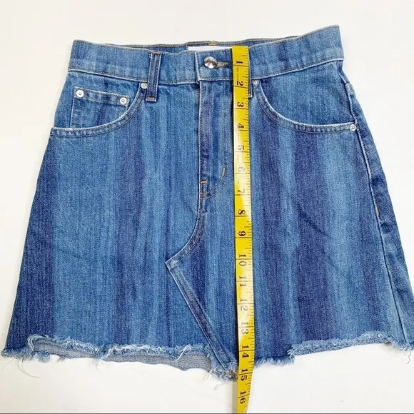 Derek Lam Cleo Crossover Mini Skirt size 24 Denim Raw Hem