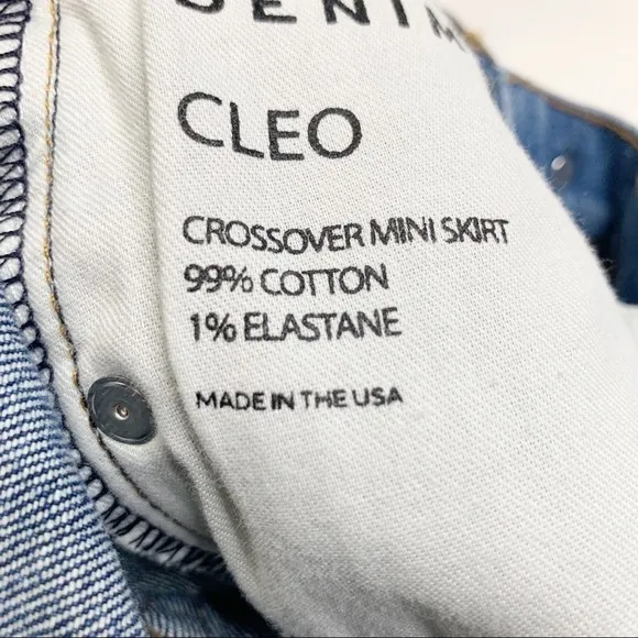 Derek Lam Cleo Crossover Mini Skirt size 24 Denim Raw Hem