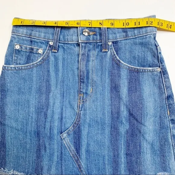 Derek Lam Cleo Crossover Mini Skirt size 24 Denim Raw Hem