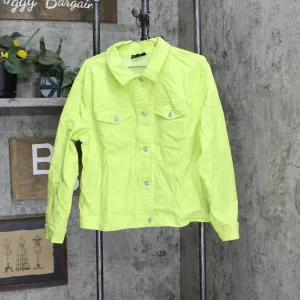 DG2 Womens Denim Trucker Jacket 697854 Neon Yellow XL