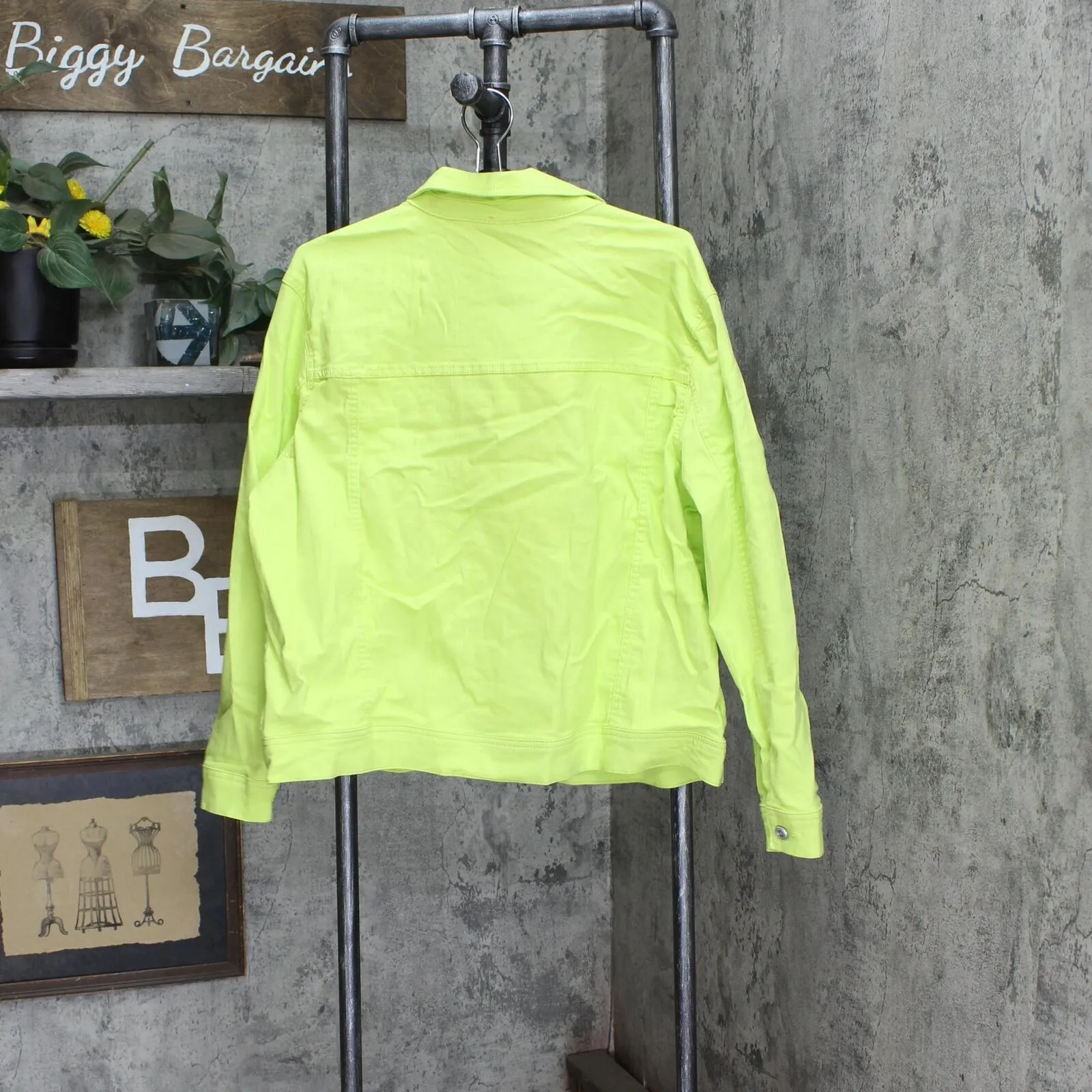 DG2 Womens Denim Trucker Jacket 697854 Neon Yellow XL