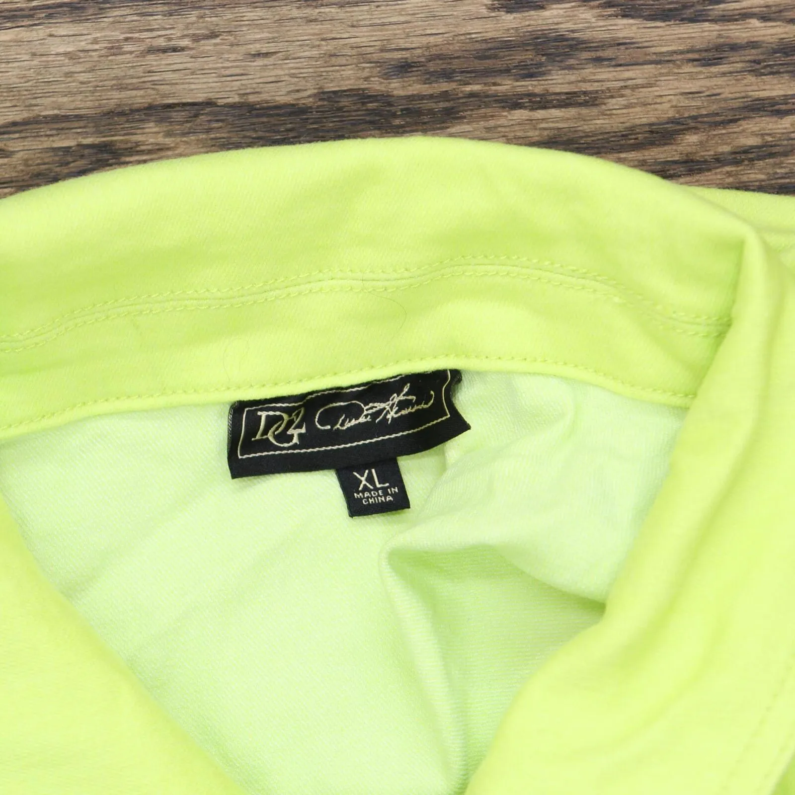 DG2 Womens Denim Trucker Jacket 697854 Neon Yellow XL