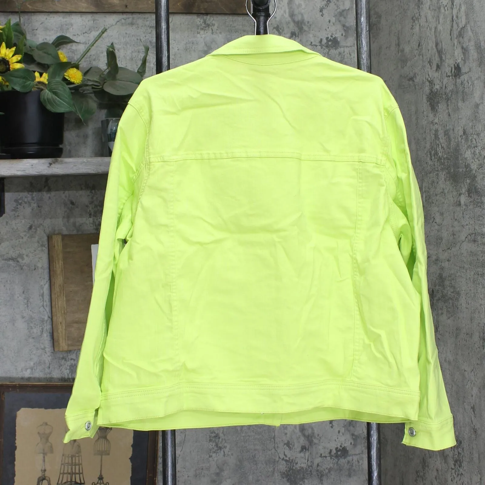 DG2 Womens Neon Denim Trucker Jacket 697854 Neon Green 1X